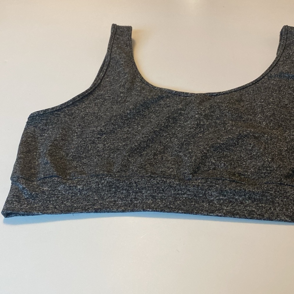Dark Gray Unlined Sports Bra High Cropped Top - Picture 3 of 4